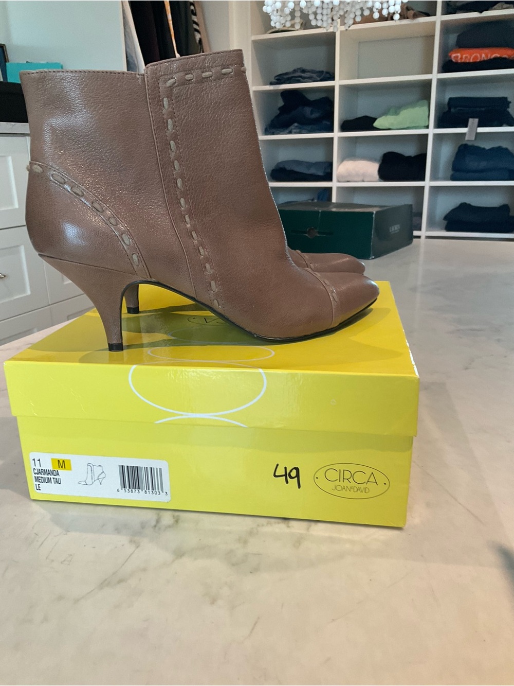Circa Joandvrd Tan Leather Kitten Heel Ankle Booties